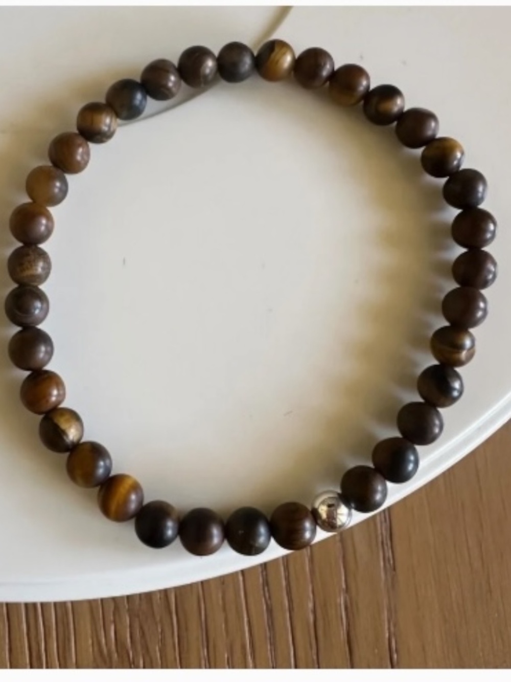 Classic 6mm Brown Tiger Eye Stretch Bracelet Sterling Silver Beaded Bracelet NEW - Picture 5 of 6